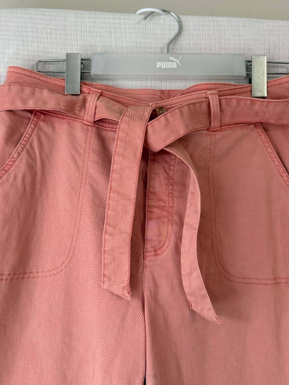 LC Lauren Conrad Women's 14 Peach Cotton Straight Leg Pants w/belt and pockets